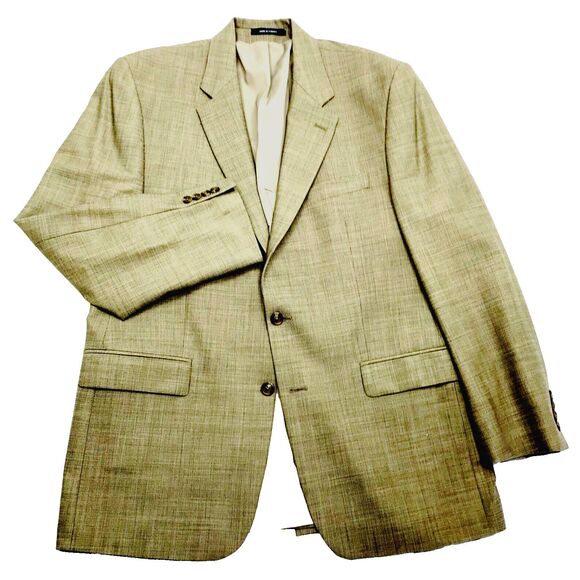 Chaps Ralph Lauren Vtg Sport Coat Black Label Wool Check Tan 44 46 L Preppy Y2K